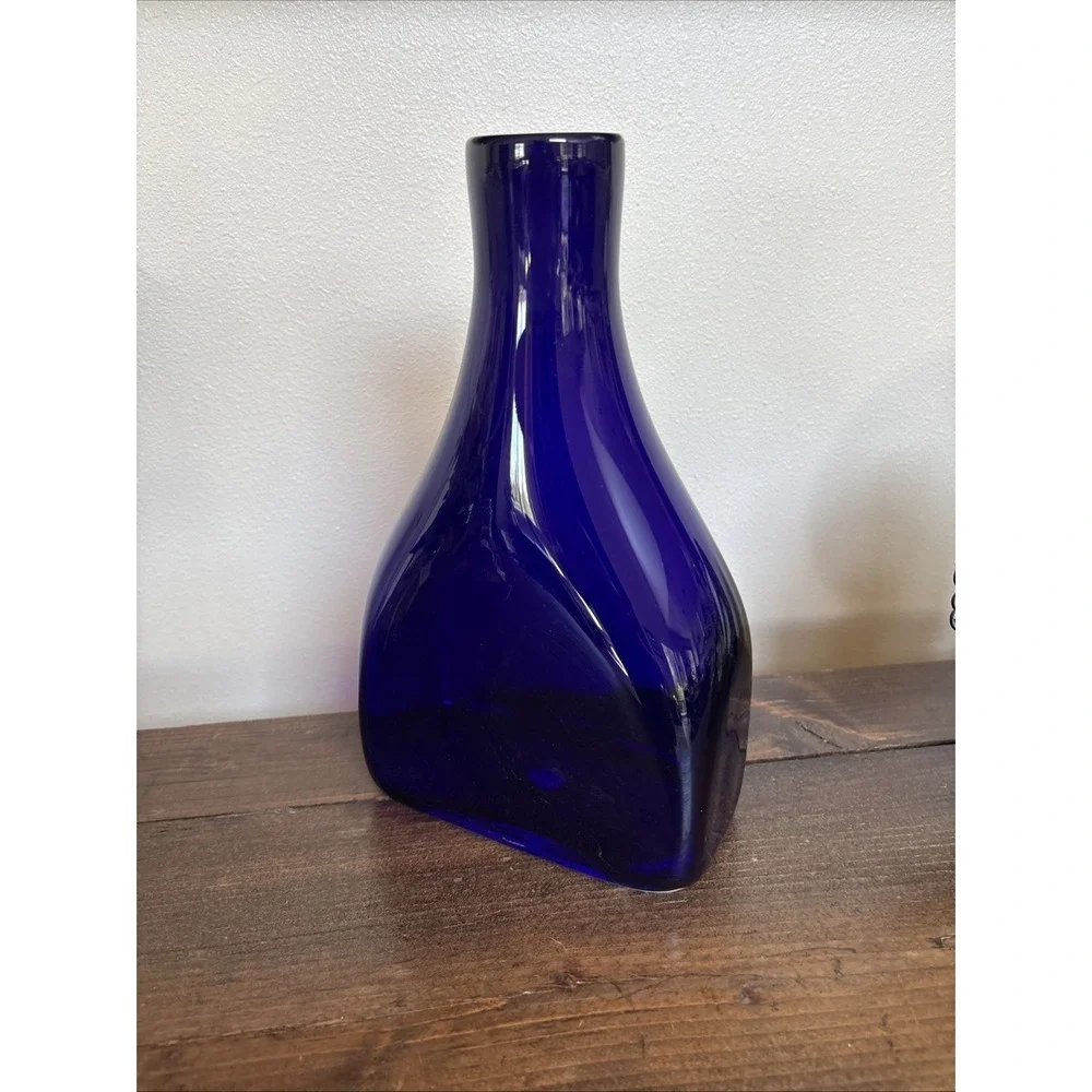 Vintage Cobalt Blue Vase Decanter Wanda Hand Made In Poland 11